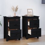 vidaXL Tables de chevet 2 Pièces Noir 40x35x61 5 cm Bois de pin massif