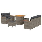 vidaXL Ensemble de canapé de jardin avec coussin 8 Pièces Gris Poly rotin