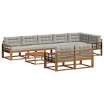 vidaXL Ensemble de canapés d'extérieur 9 Pièces Naturel et gris clair