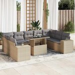 vidaXL Salon de jardin avec coussins 10 Pièces beige résine tressée