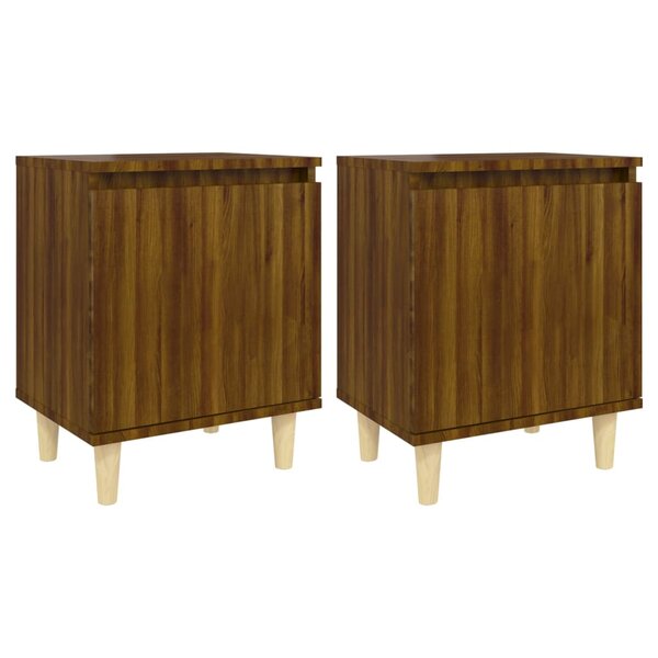 vidaXL Tables de chevet pieds en bois 2 Pièces Chêne marron 40x30x50 cm