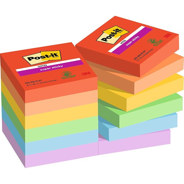 Pack 12 Bloc-note adhésif Super Sticky Notes  48 x 48 mm Ultra POST-IT