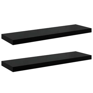 vidaXL Étagère murale flottante 2 Pièces Noir brillant 80x23 5x3 8 cm MDF