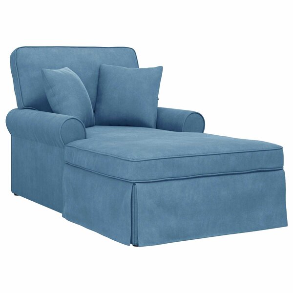vidaXL Chaise lounge avec jupe avec coussin Bleu 91 x 157 x 91 cm