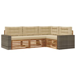 vidaXL Ensemble de canapés d'extérieur 4 Pièces Naturel et Beige