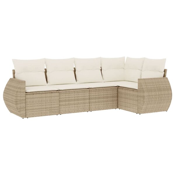 vidaXL Salon de jardin avec coussins 5 Pièces beige résine tressée