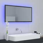 vidaXL Miroir LED de salle de bain Gris brillant 90x8 5x37cm Acrylique