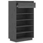 vidaXL Armoire à chaussures Gris 60x34x105 cm Bois de pin massif