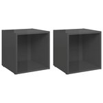 vidaXL Meubles TV 2 Pièces gris brillant 37x35x37 cm bois d’ingénierie