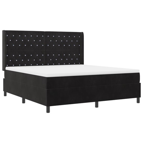 Lit box spring vidaXL avec matelas et LED Noir 180x200 cm Velours