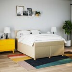 vidaXL Sommier à lattes de lit avec matelas Crème 140x190 cm Tissu