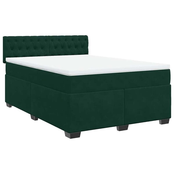 vidaXL Sommier à lattes de lit et matelas Vert foncé 160x200cm Velours