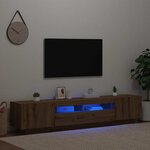 vidaXL Meuble TV avec lumières LED chêne artisanal bois d'ingénierie