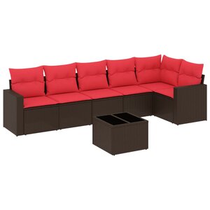 vidaXL Salon de jardin avec coussins 7 Pièces marron résine tressée