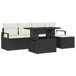 vidaXL Ensemble de canapés de jardin 6 pièces avec coussins noirs en poly rotin