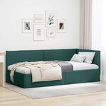 vidaXL Cadre de lit d'angle Vert foncé 80 x 200 cm tissu