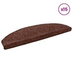 vidaXL Tapis d'escalier auto-adhésifs 15 Pièces Marron 80 x 24 5 x 3 5 cm