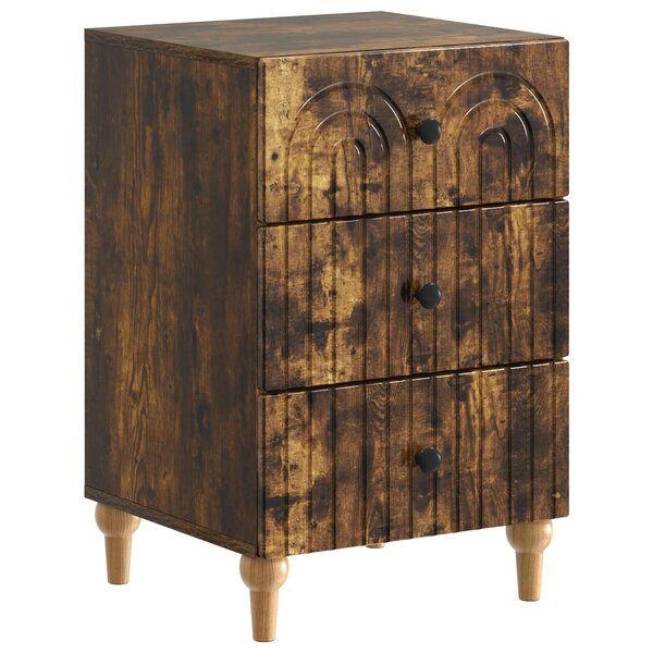 vidaXL Cabinet de chevet avec tiroir Chêne fumé 43 x 41 x 66 5 cm