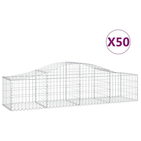 vidaXL Paniers à gabions arqués 50 Pièces 200x50x40/60 cm fer galvanisé