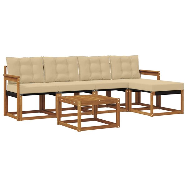 vidaXL Ensemble de canapés d'extérieur 6 Pièces Naturel et Beige