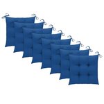 vidaXL Chaises de jardin lot de 8 avec coussins bleu Bois teck solide