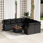 vidaXL Ensemble de canapé de jardin 9 Pièces Noir Poly rotin