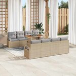 vidaXL Ensemble de canapé de jardin 9 Pièces Beige  Gris 100 x 55 x 73 cm