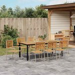 Ensemble de salle à manger de jardin en 9 pièces beige en poly rattan acacia