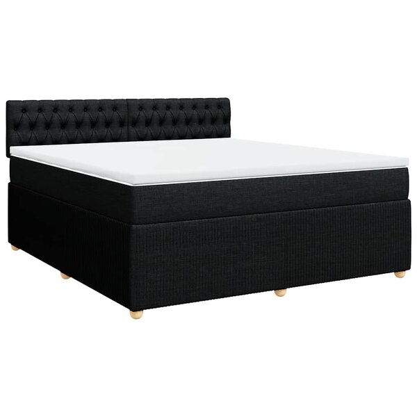 vidaXL Sommier à lattes de lit avec matelas Noir 180x200 cm Tissu