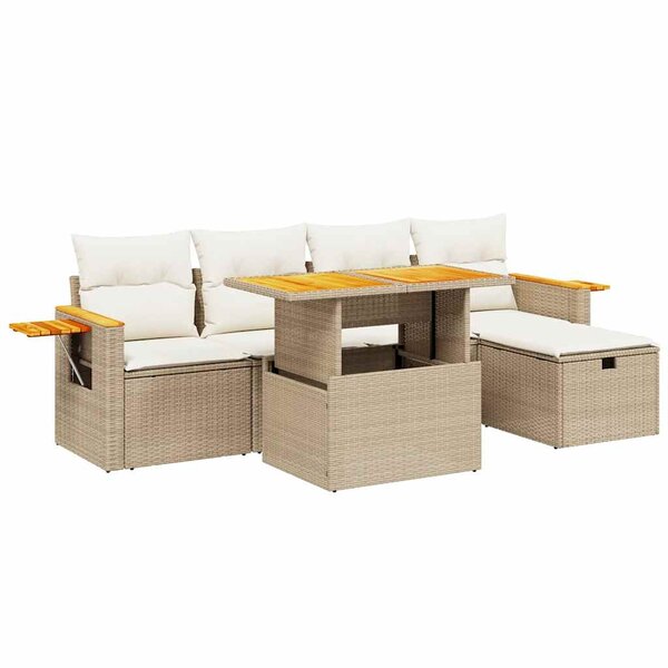 vidaXL Salon de jardin avec coussins 6 Pièces beige résine tressée