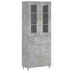 vidaXL Buffet haut Gris béton 69 5x34x180 cm Bois d'ingénierie