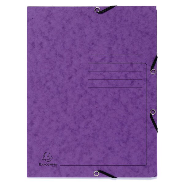 Chemise À Élastique 3 Rabats Carte Lustrée 355gm2 - A4 - Violet - Exacompta