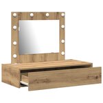vidaXL Table de maquillage murale avec lumières LED Chêne artisan