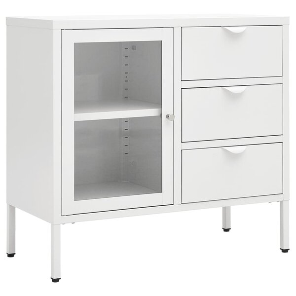 vidaXL Buffet Blanc 75x35x70 cm Acier et verre trempé