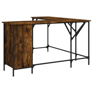 vidaXL Bureau chêne fumé 141x141x75 cm bois d'ingénierie