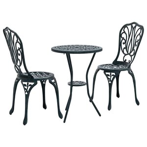 vidaXL Ensemble bistro de jardin 3 Pièces Vert Aluminium