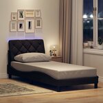 vidaXL Cadre de lit avec LED sans matelas marron foncé 90x190 cm tissu