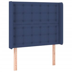 vidaXL Tête de lit avec oreilles Bleu 93x16x118/128 cm Tissu