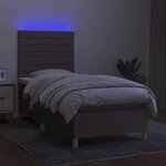 vidaXL Sommier à lattes de lit et matelas et LED Taupe 90x200 cm Tissu
