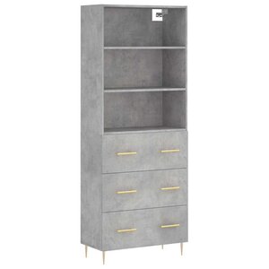 vidaXL Buffet haut Gris béton 69 5x34x180 cm Bois d'ingénierie