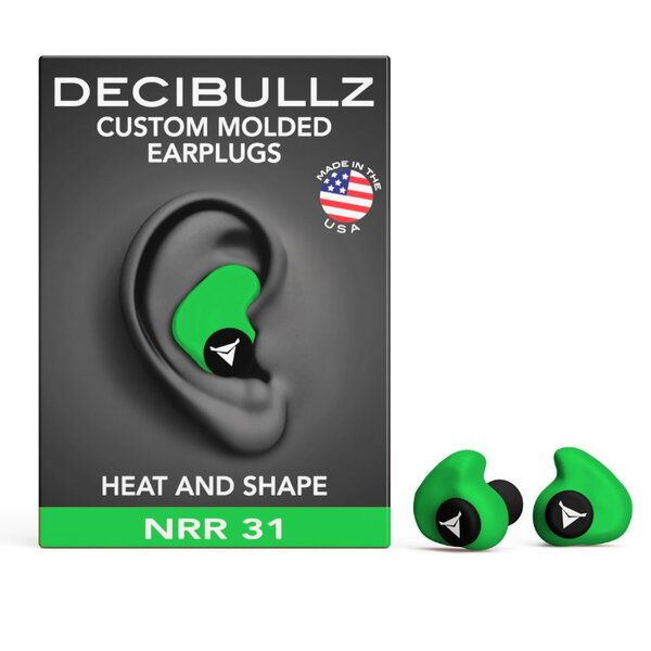 Bouchons d'oreilles moulés sur-mesure decibullz - vert