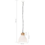 Vidaxl lampe suspendue industrielle blanc fer et bois solide 46 cm e27