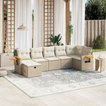 vidaXL Salon de jardin avec coussins 7 Pièces beige résine tressée