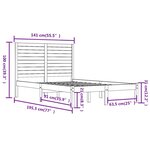 vidaXL Cadre de lit Blanc Bois massif 135x190 cm Double