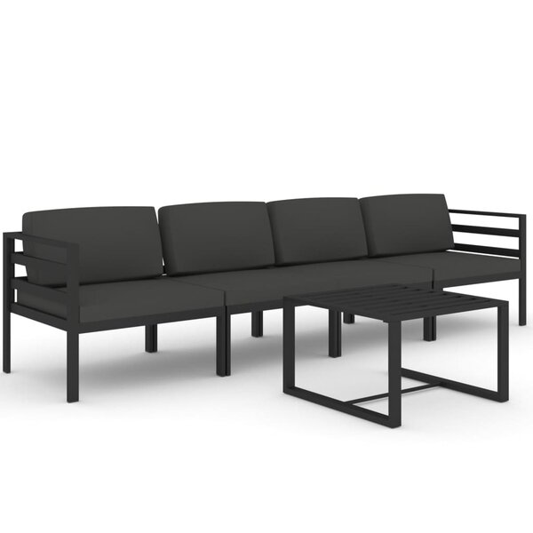 vidaXL Salon de jardin 5 Pièces avec coussins Aluminium Anthracite
