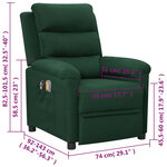 vidaXL Fauteuil électrique de massage Vert foncé Tissu