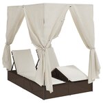 vidaXL Chaiselongue double avec toit et rideaux Marron
