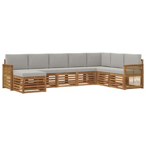 vidaXL Ensemble de canapés d'extérieur 6 Pièces Naturel et gris clair