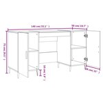 vidaXL Bureau gris béton 140x50x75 cm bois d'ingénierie