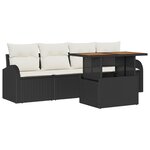 vidaXL Ensemble de Canapé de Jardin 5 Pièces avec Coussins Noir Rattan Poly
